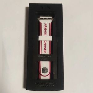 Men's Armani Exchange Red/White Silicone Band Strap For Apple Watch NIB 42- 44mm